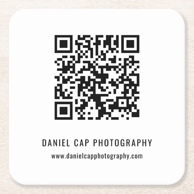 Posavasos Cuadrado De Papel Custom Business QR Code (Anverso)