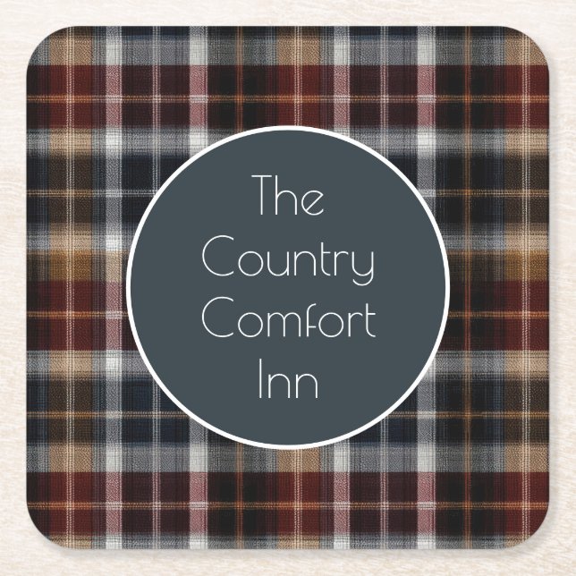 Posavasos Cuadrado De Papel Custom Guest Coaster Gingham Vacation Rentals (Anverso)