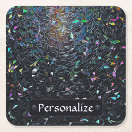 Posavasos Cuadrado De Papel Custom Iridescent Abstract Stained Glass Pattern