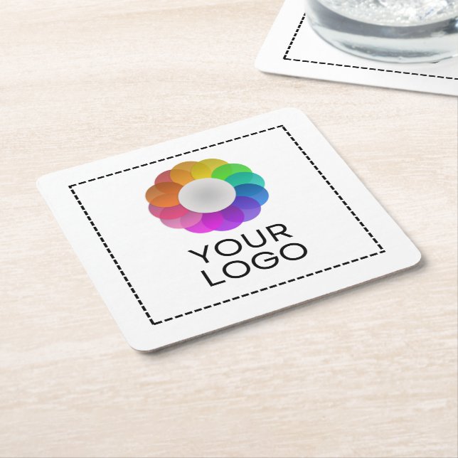 Posavasos Cuadrado De Papel Custom Logo, Low minimum quantity (En perspectiva)