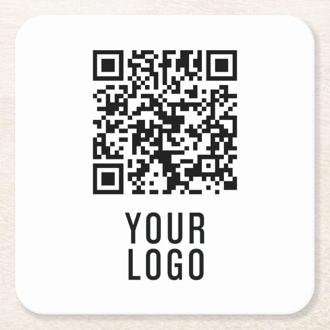 Posavasos Cuadrado De Papel Custom Logo QR Code Coasters (Anverso)