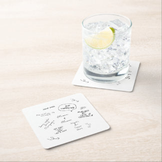 Posavasos Cuadrado De Papel Custom name, funny love note handwriting wedding