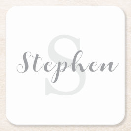 Posavasos Cuadrado De Papel Custom Personalized Monogram Script Name Drink