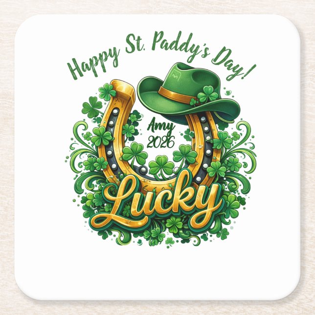 Posavasos Cuadrado De Papel Customizable St. Patrick's Day (Anverso)
