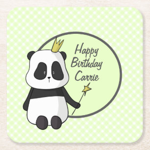 Posavasos Cuadrado De Papel Cute Birthday Panda