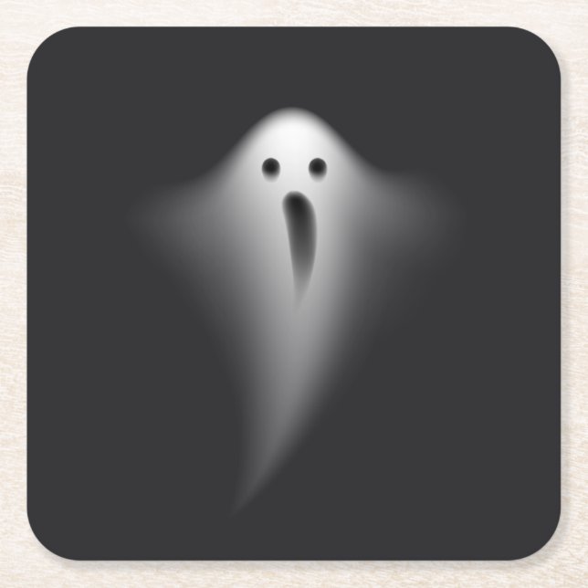 Posavasos Cuadrado De Papel Cute Black Ghost (Anverso)