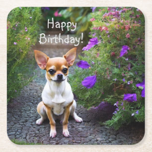 Posavasos Cuadrado De Papel Cute Chihuahua