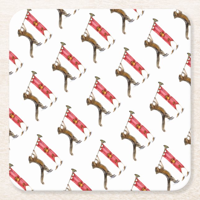 Posavasos Cuadrado De Papel Cute Chipmunk Herald (Anverso)