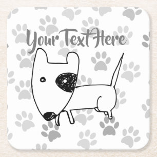 Posavasos Cuadrado De Papel Cute English Bull Terrier