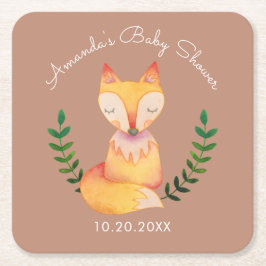 Posavasos Cuadrado De Papel Cute Fox Creature Woodland Theme Baby Shower