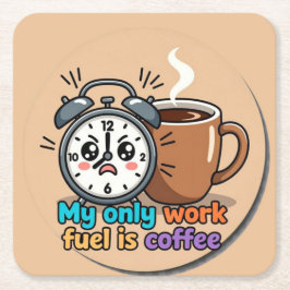 Posavasos Cuadrado De Papel Cute Funny Alarm Clock Coffee Coaster