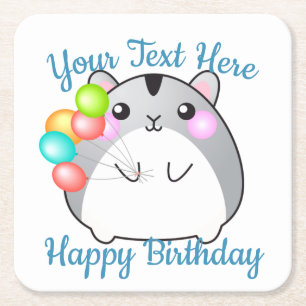 Posavasos Cuadrado De Papel Cute Gray Kawaii Hamster