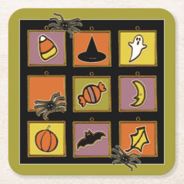 Posavasos Cuadrado De Papel Cute Halloween
