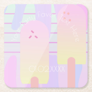 Posavasos Cuadrado De Papel Cute Helado Pastel Verano Ombré