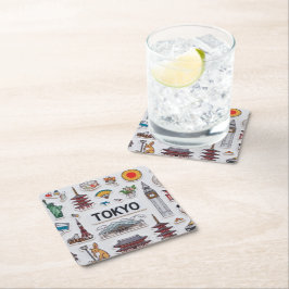 Posavasos Cuadrado De Papel Cute Japan Icons: Sticker Pack Adventure