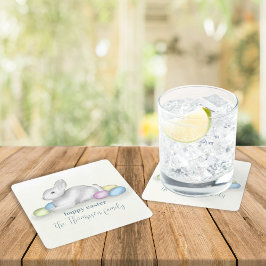 Posavasos Cuadrado De Papel Cute Pastel Happy Easter Bunny Simple Fiesta