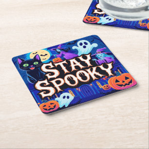 Posavasos Cuadrado De Papel Cute stay spooky halloween