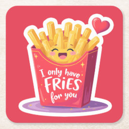 Posavasos Cuadrado De Papel Cute Valentine French Fries Pun