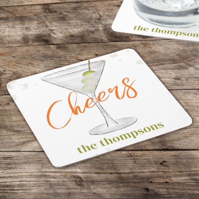 Posavasos Cuadrado De Papel Cute Whimsical Martini Cocktail Simple Fiesta (Subido por el creador)