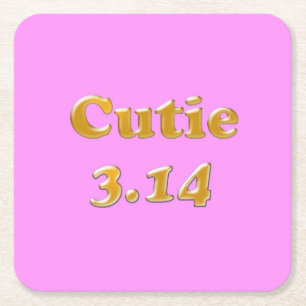 Posavasos Cuadrado De Papel Cutie 3.14 Pi Day Pink