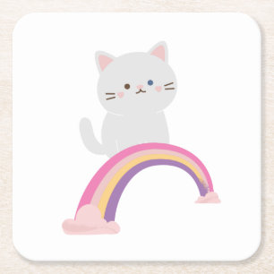 Posavasos Cuadrado De Papel Cutie Kitten Cat