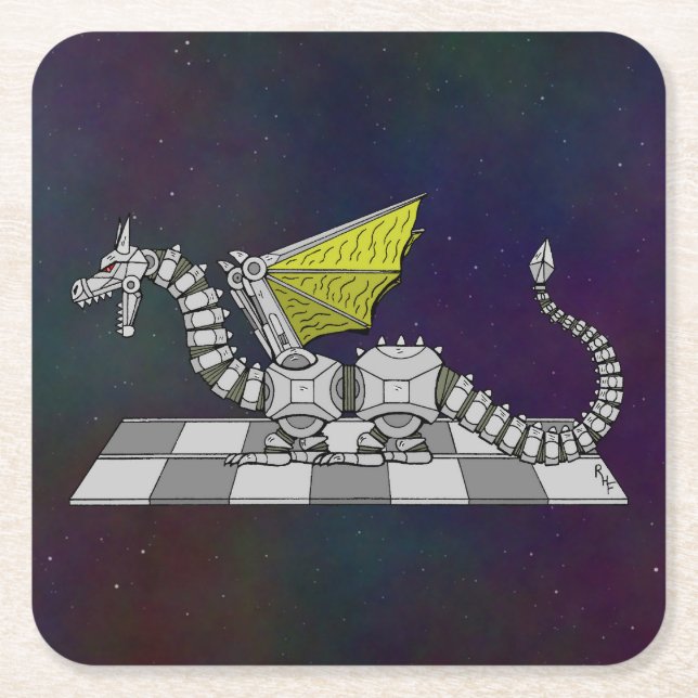 Posavasos Cuadrado De Papel Cyberdragon (Anverso)