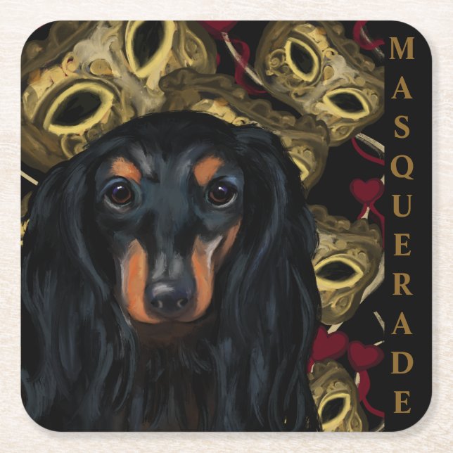 POSAVASOS CUADRADO DE PAPEL DACHSHUND     (Anverso)