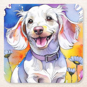 Posavasos Cuadrado De Papel Dachshund Papel de perro picado