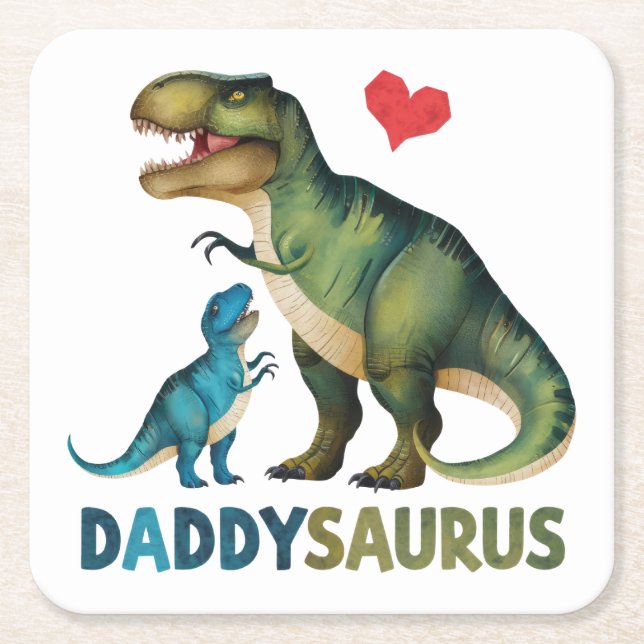 Posavasos Cuadrado De Papel Daddysaurus (Anverso)