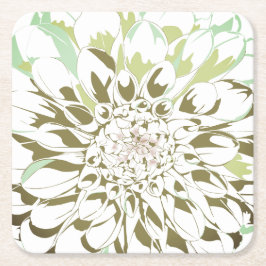 Posavasos Cuadrado De Papel Dahlia flower paper coaster set