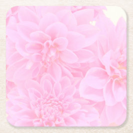 Posavasos Cuadrado De Papel Dahlias En Rosa Suave