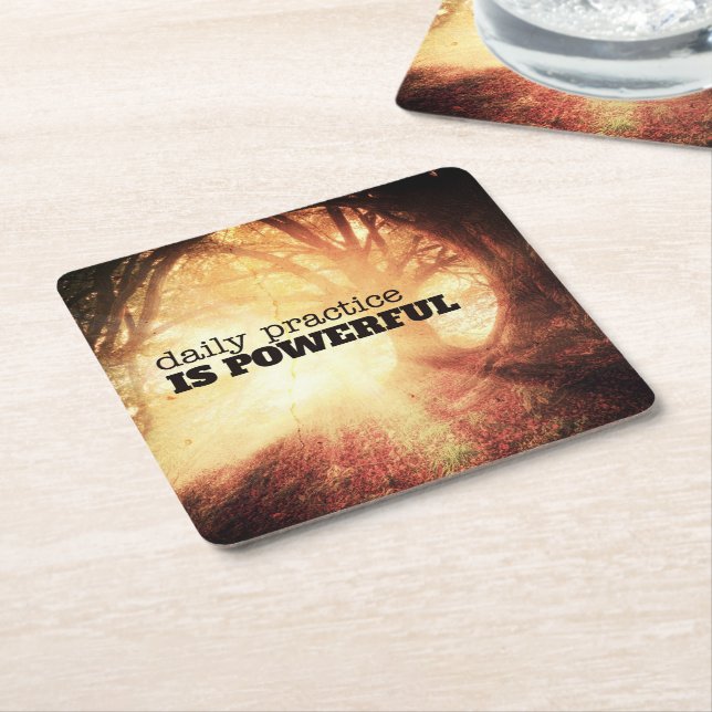 Posavasos Cuadrado De Papel Daily Practice (En perspectiva)