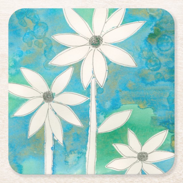 Posavasos Cuadrado De Papel Dainty Daisies II (Anverso)