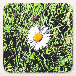 Posavasos Cuadrado De Papel Daisy