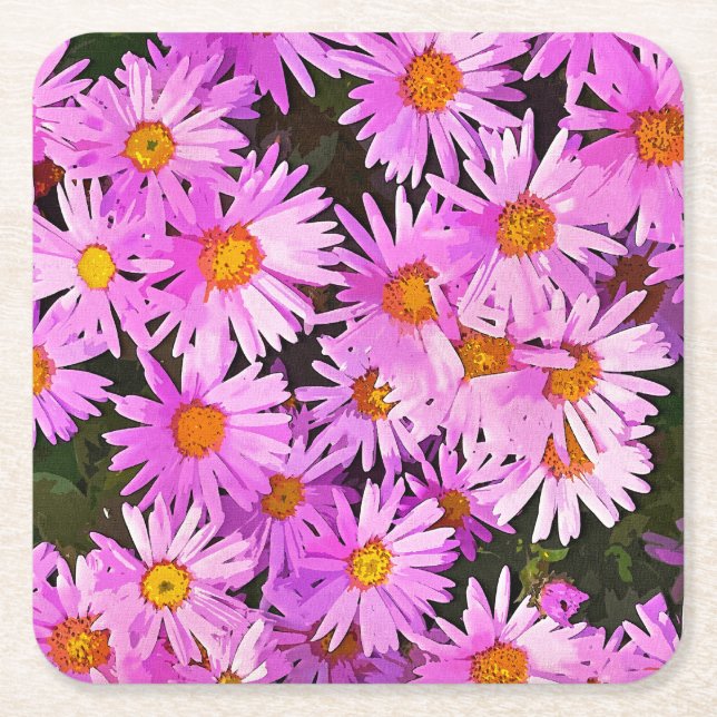 POSAVASOS CUADRADO DE PAPEL DAISY FLOWERS (Anverso)