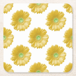 Posavasos Cuadrado De Papel Daisy gerbera amarilla