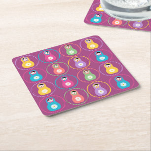 Posavasos Cuadrado De Papel Daisyflower Matryoshka