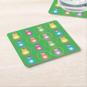 Posavasos Cuadrado De Papel Daisyflower Matryoshka