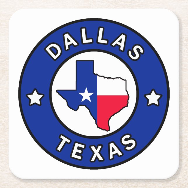 Posavasos Cuadrado De Papel Dallas Texas (Anverso)