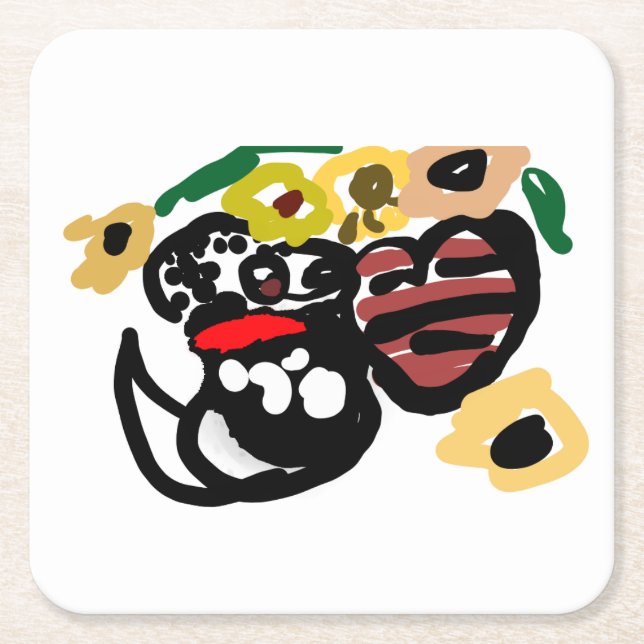 Posavasos Cuadrado De Papel Dalmatian sunflowers (Anverso)