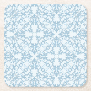 Posavasos Cuadrado De Papel Damasco azul claro