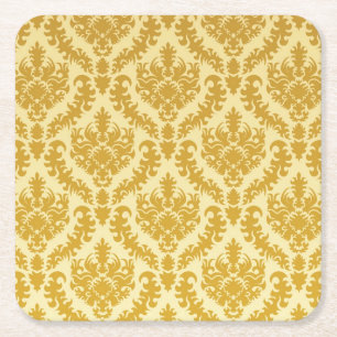 Posavasos Cuadrado De Papel Damasco del oro