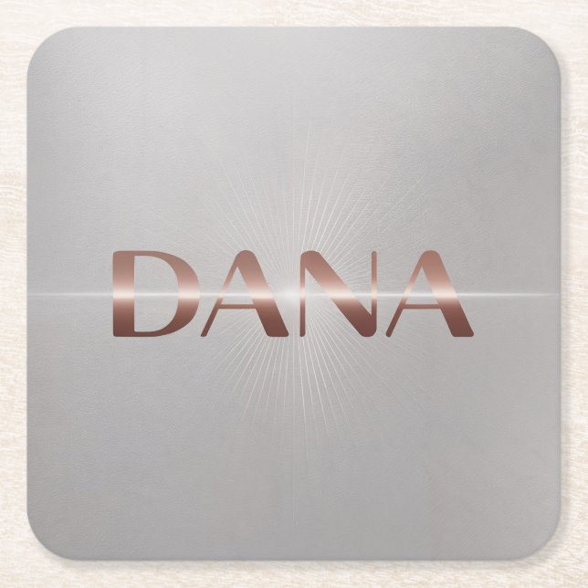Posavasos Cuadrado De Papel Dana Rosa Gold Textos Plata Monstruo (Anverso)