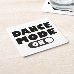 Posavasos Cuadrado De Papel Dance Mode On, Dancer, Dancing Cita Wedding Party