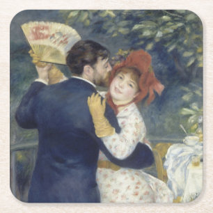 Posavasos Cuadrado De Papel Danza del campo - Pintura impresionista de renoir