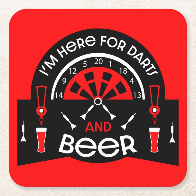 Posavasos Cuadrado De Papel Dardos de pub clásicos (Anverso)
