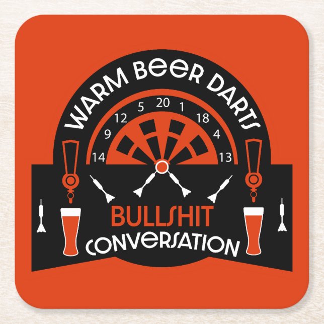 Posavasos Cuadrado De Papel Dardos de pub clásicos (Anverso)