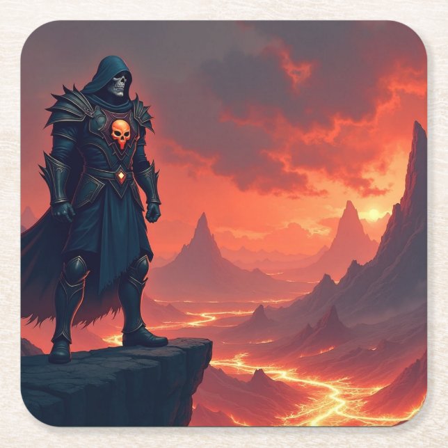 Posavasos Cuadrado De Papel Dark Knight of Flame (Anverso)
