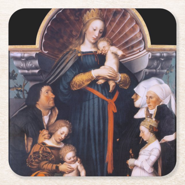 Posavasos Cuadrado De Papel Darmstadt Madonna, Holbein, el joven (Anverso)
