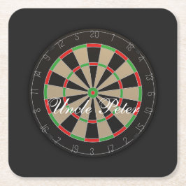 Posavasos Cuadrado De Papel Darts Dartboard Monograma Nombre